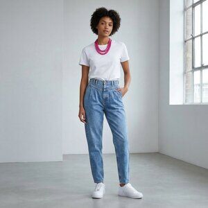 Rare Vintage 80s Lee Drop-waist Pleated Jeans Union Made in USA Size 8